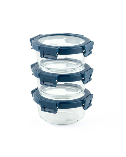 Dubblin Borosilicated Glass Lunch Box Set Of 3 With Vertical Bag