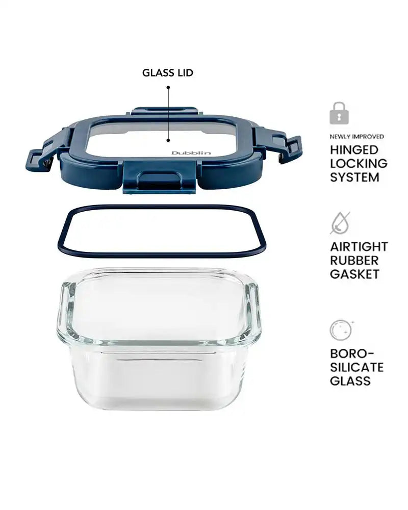 Dubblin Glass Lunch Box Set Of 2 with Horizontal Bag
