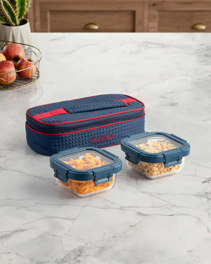 Dubblin Glass Lunch Box Set Of 2 with Horizontal Bag