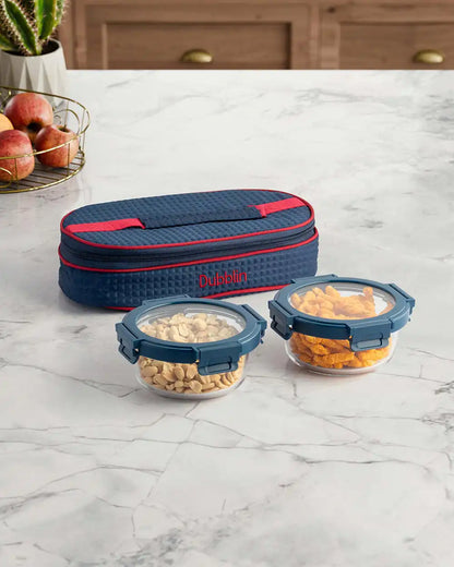 Dubblin Glass Lunch Box Set Of 2 with Horizontal Bag