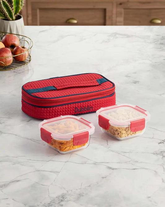 Dubblin Glass Lunch Box Set Of 2 with Horizontal Bag