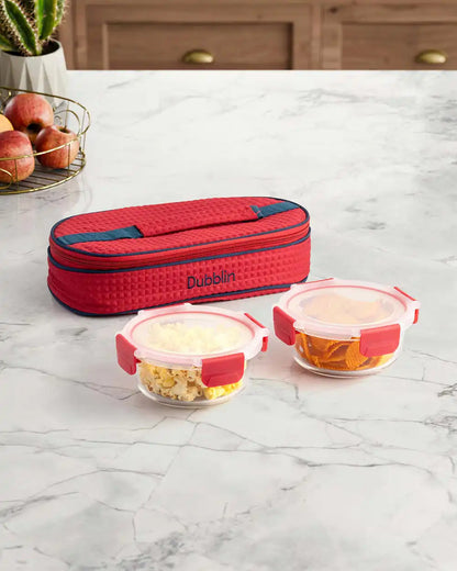 Dubblin Glass Lunch Box Set Of 2 with Horizontal Bag