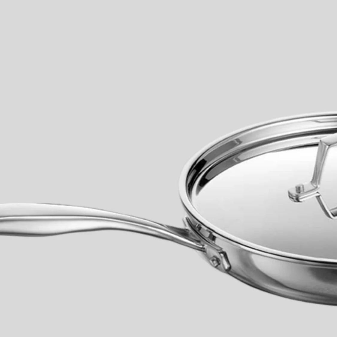 Tramontina Aeion Fry Pan with SS Lid (20, 24, 26cm) Tri-Ply Clad Stainless Steel