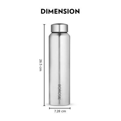 Borosil Aquaslim Single Wall 1 ltr Stainless Steel Bottle