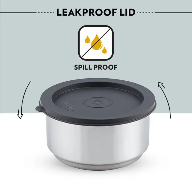 Borosil Carry Fresh Double Wall Stainless Steel Lunch Set WIth Horizontal Bag