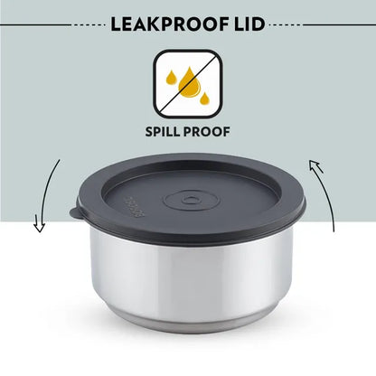 Borosil Carry Fresh Double Wall Stainless Steel Lunch Set WIth Horizontal Bag