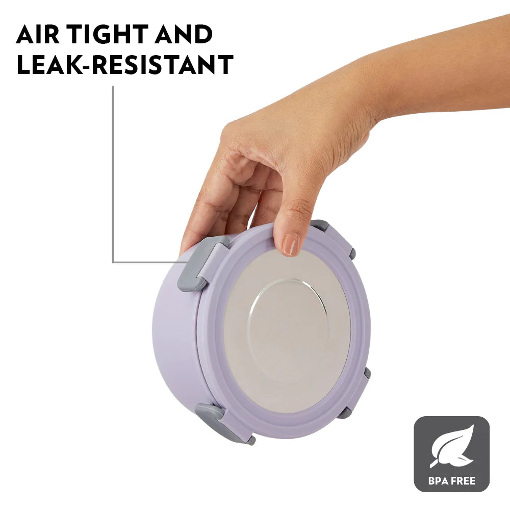 Borosil Glory Lunch Set 280ml *2 With Bag - Plastic Outside Steel Inside Microwavable Containers