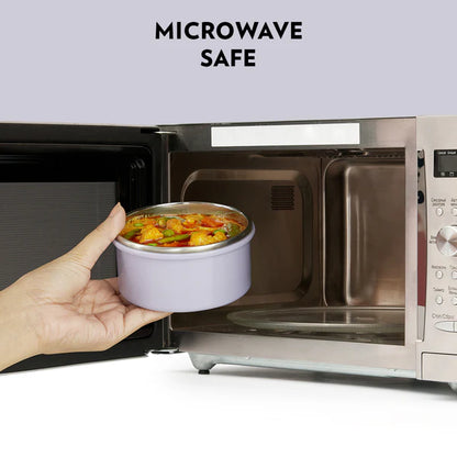 Borosil Glory Lunch Set 280ml *2 With Bag - Plastic Outside Steel Inside Microwavable Containers