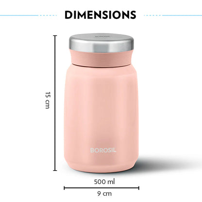 Borosil Hydra Carry Mate 500ml Thermal Vacuum Insulated Container