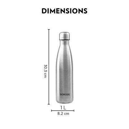 Borosil Bolt Single Wall Stainless Steel Bottle 1.0 ltr