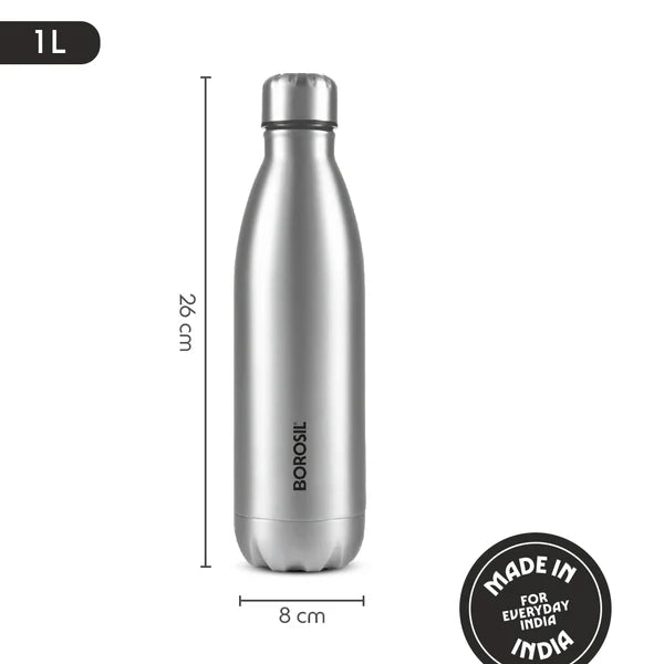 Borosil Bolt Single Wall Stainless Steel Bottle 1.0 ltr
