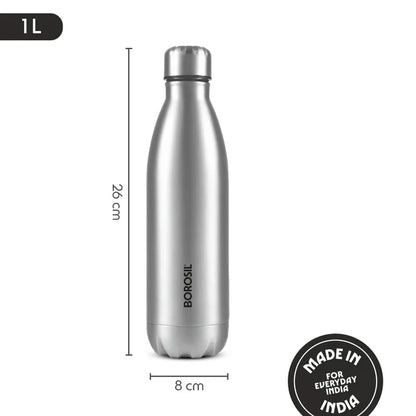 Borosil Bolt Single Wall Stainless Steel Bottle 1.0 ltr