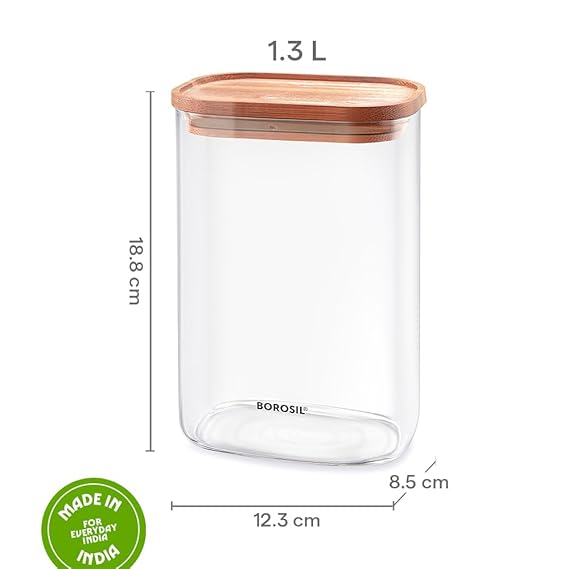Borosil Borocisicate Glass Storage Jar with Bamboo Lid