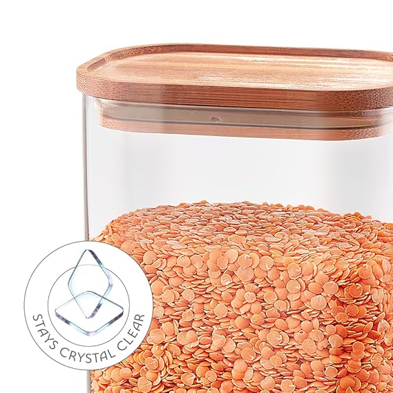 Borosil Borocisicate Glass Storage Jar with Bamboo Lid