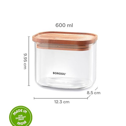 Borosil Borocisicate Glass Storage Jar with Bamboo Lid