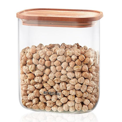 Borosil Borocisicate Glass Storage Jar with Bamboo Lid