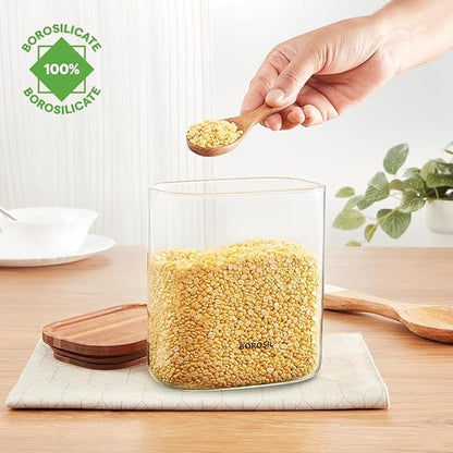 Borosil Borocisicate Glass Storage Jar with Bamboo Lid