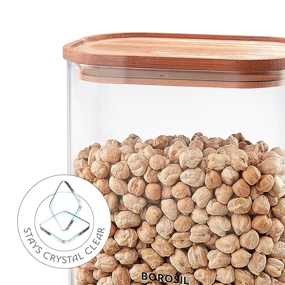 Borosil Borocisicate Glass Storage Jar with Bamboo Lid