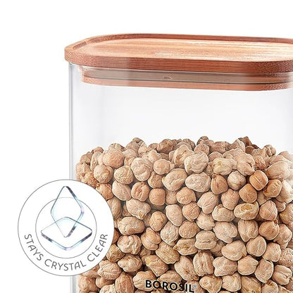 Borosil Borocisicate Glass Storage Jar with Bamboo Lid