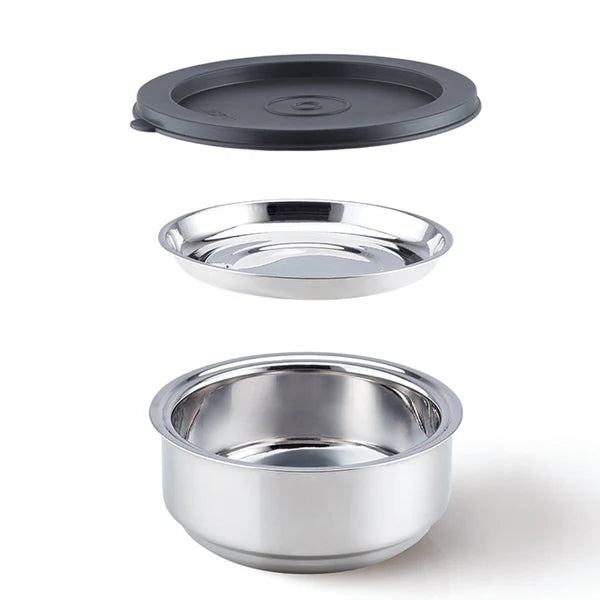 Borosil Carry Fresh Double Wall Stainless Steel Lunch Set WIth Vertical Lunch Bag