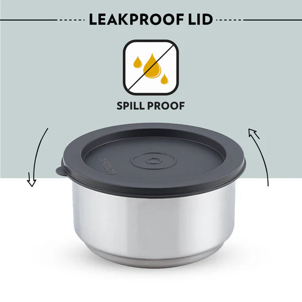 Borosil Carry Fresh Double Wall Stainless Steel Lunch Set WIth Horizontal Bag