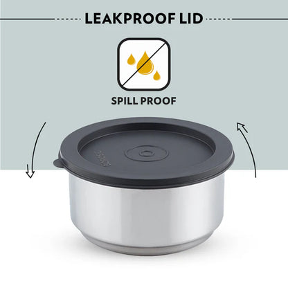 Borosil Carry Fresh Double Wall Stainless Steel Lunch Set WIth Horizontal Bag