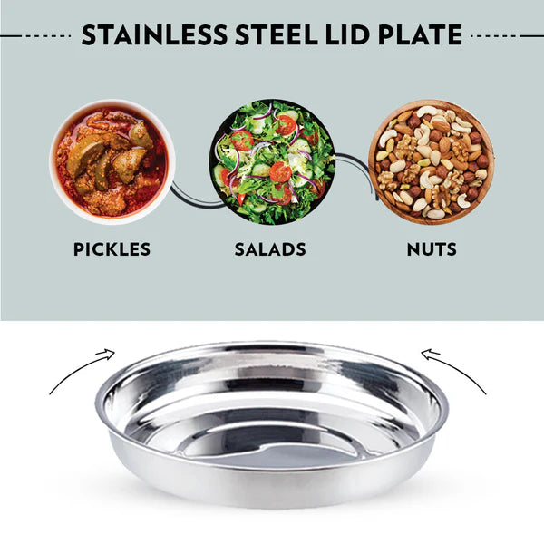 Borosil Carry Fresh Double Wall Stainless Steel Lunch Set WIth Horizontal Bag