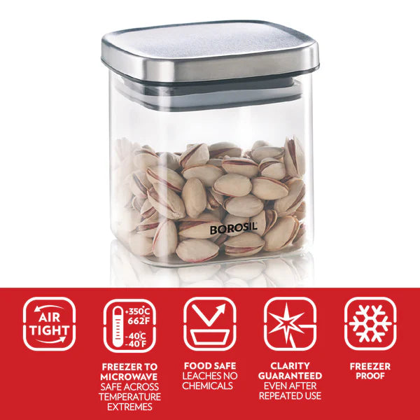 Borosil Classic Square Jar - Borosilicate Glass