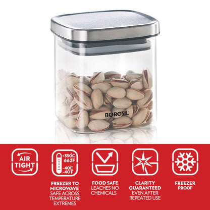 Borosil Classic Square Jar - Borosilicate Glass