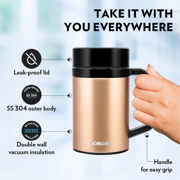 Borosil Easy Go Mug Thermal Vacuum Insulated 410ml