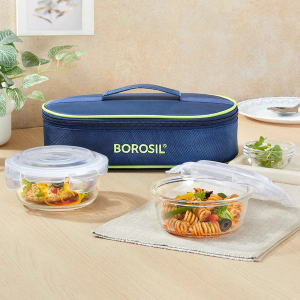 Borosil Glass Lunch Set Horizontal with 2 Containers with Bag