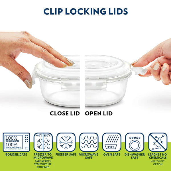 Borosil Glass Lunch Set Vertical with 2 Containers with Bag