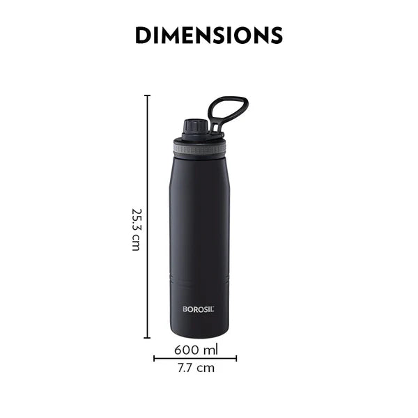 Borosil Hydra Go-Sports 600 Thermal Vacuum Insulated Bottle