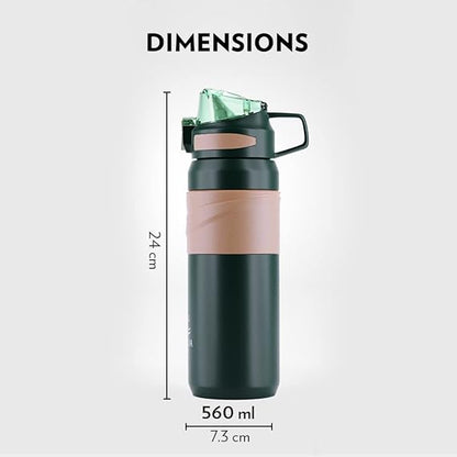 Borosil Hydra Adventure Thermal Vacuum Insulated Bottle 560ml with Straw
