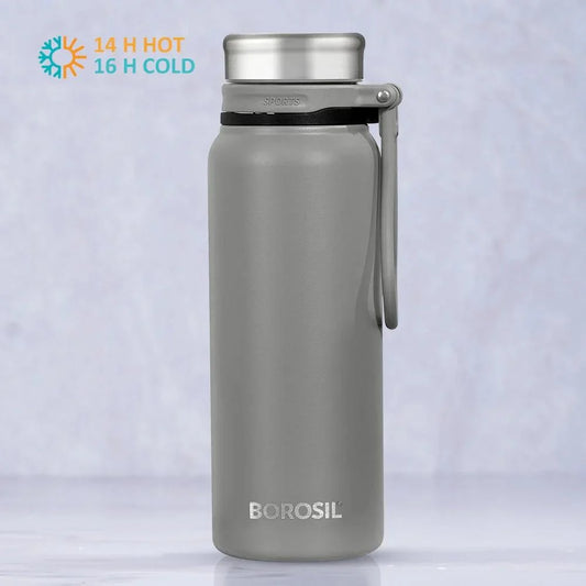 Borosil Hydra Aquafit Grey 830ml Vacuum Insulated Thermal Bottle