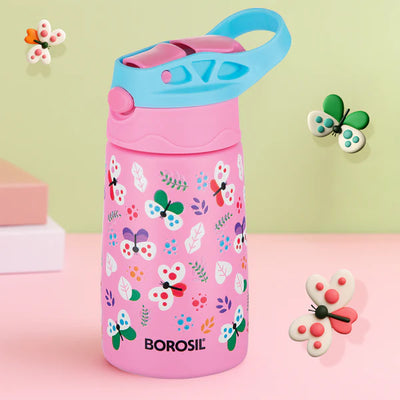 Borosil Hydra Thermal Vacuum Insulated Kids Straw Bottle 330ml