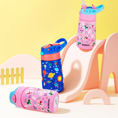 Borosil Hydra Thermal Vacuum Insulated Kids Straw Bottle 330ml