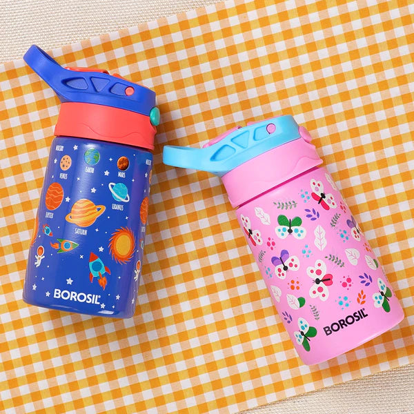 Borosil Hydra Thermal Vacuum Insulated Kids Straw Bottle 330ml