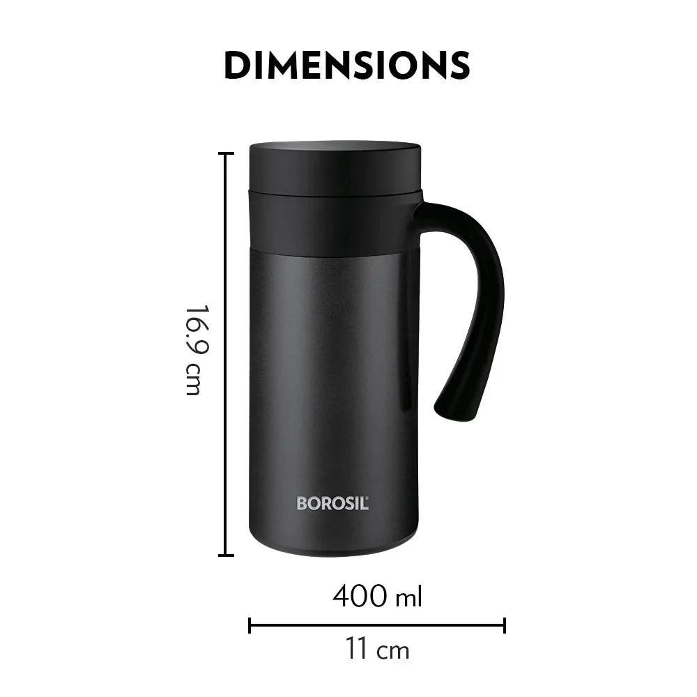 Borosil Hydra Cafe Time 400 Thermal Vacuum Insulated Mug