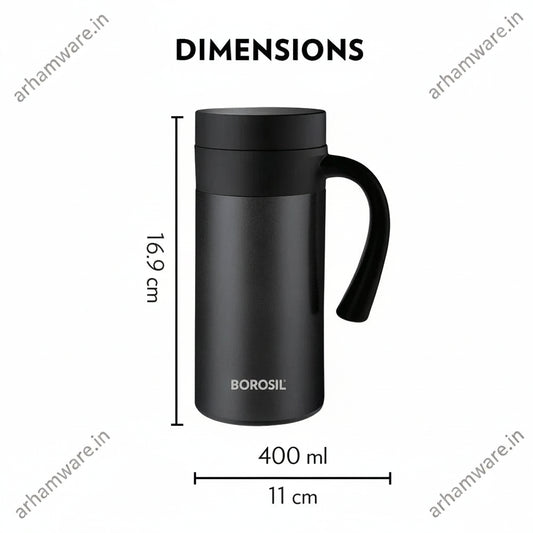 Borosil Hydra Cafe Time 400 Thermal Vacuum Insulated Mug