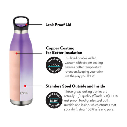 Borosil Hydra Color Crush Thermal Vacuum Insulated Bottle 700ml