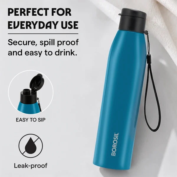 Borosil Hydra Glint 970ml Single Wall Stainless Steel Bottle