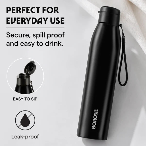 Borosil Hydra Glint 970ml Single Wall Stainless Steel Bottle