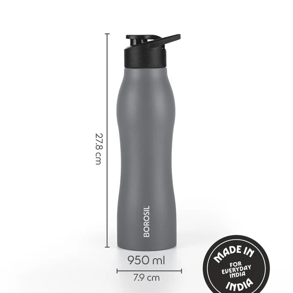 Borosil Hydra Go Grip Stainless Steel Bottle 950ml