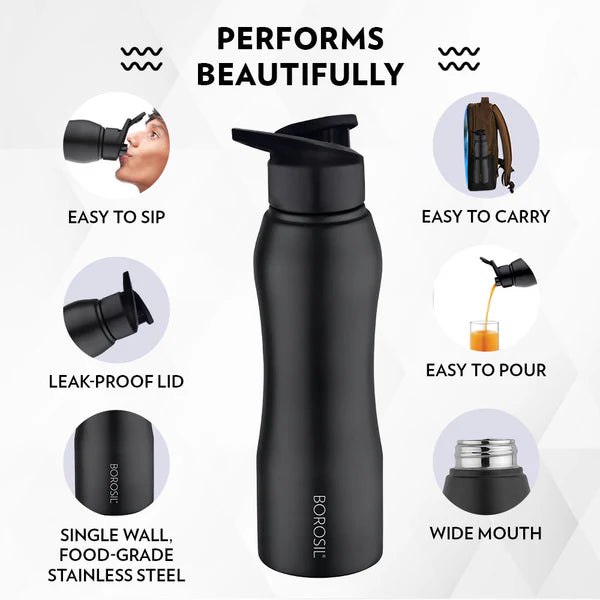 Borosil Hydra Grip-N-Sip 1000ml Stainless Steel Bottle