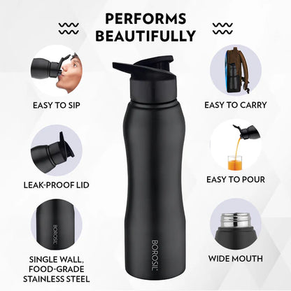 Borosil Hydra Grip-N-Sip 1000ml Stainless Steel Bottle