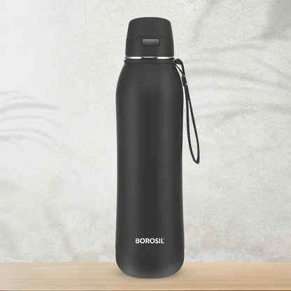 Borosil Hydra Rivera 600 Thermal Vacuum Insulated Bottle with Push Button Flip Cap