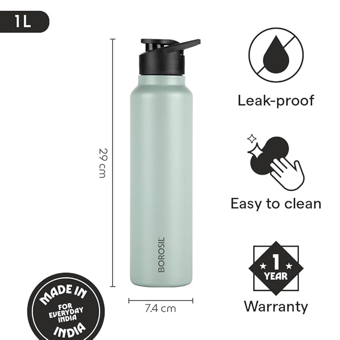 Borosil Hydra SipFresh Galaxy 1000ml Stainless Steel Bottle