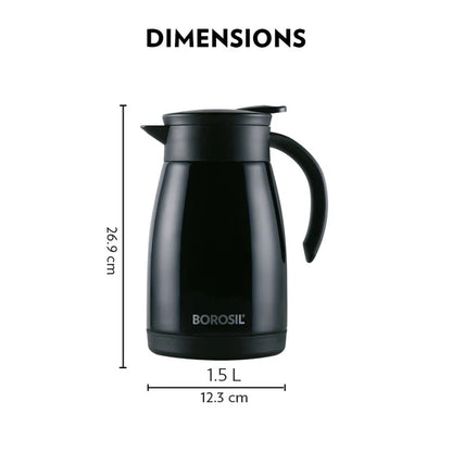 Borosil Hydra Teapot 1.5ltr Thermal Vacuum Insulated Kettle