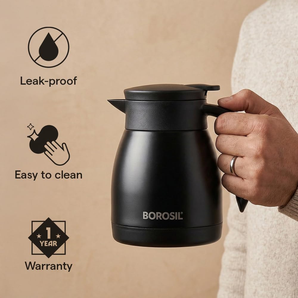 Borosil Hydra Teapot 500 Thermal Vacuum Insulated Kettle
